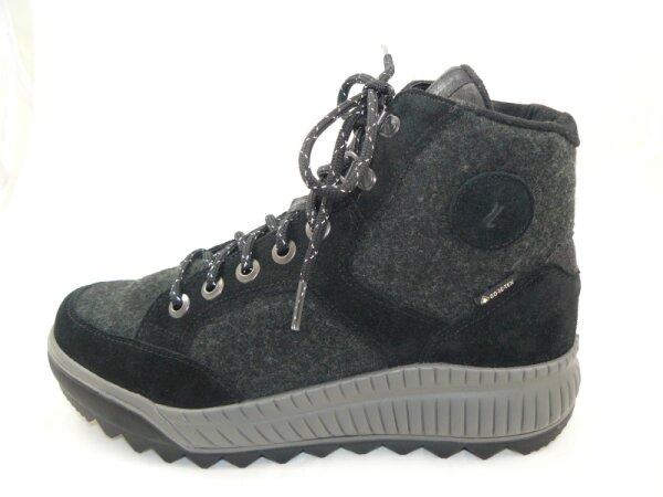 Legero - Damenschnürstiefel - TIRANO - Schwarz - Velour - Weite G  Größe 41